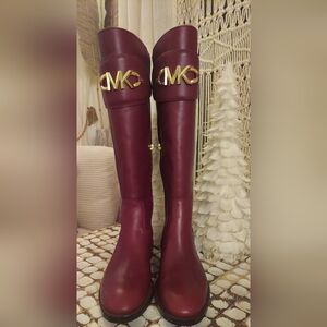 Michael Kors IZZY Dark BERRY  Knee-High Boots SZ 8 NIB